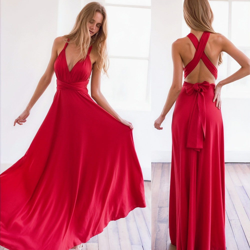 Elegant omlottmaxiklänning med feminin passform – Celine
