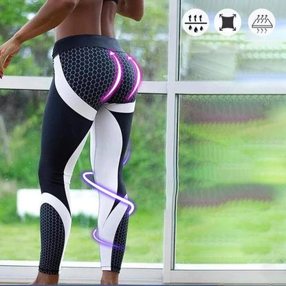 Högmidjade damyoga leggings med geometriskt mönster – Aurora