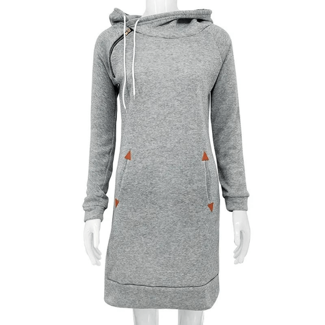 Höstlig hoodie sweatkjol med fickor - Isabella