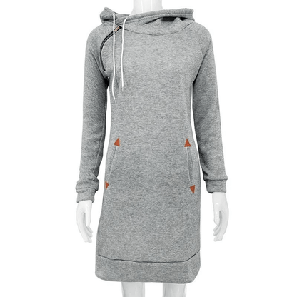 Höstlig hoodie sweatkjol med fickor - Isabella