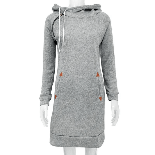 Höstlig hoodie sweatkjol med fickor - Isabella