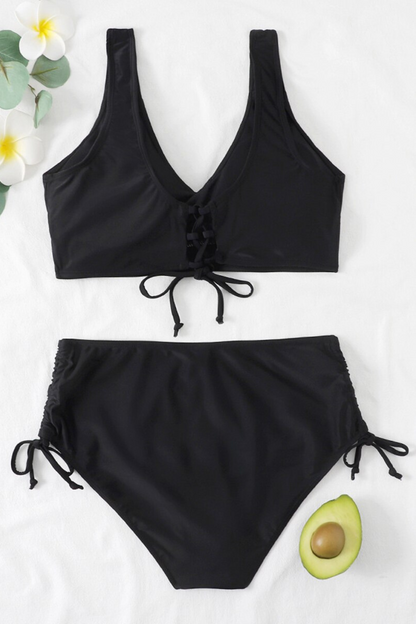 Färgglad bikini med drawstring och twist-detalj – Zaraï