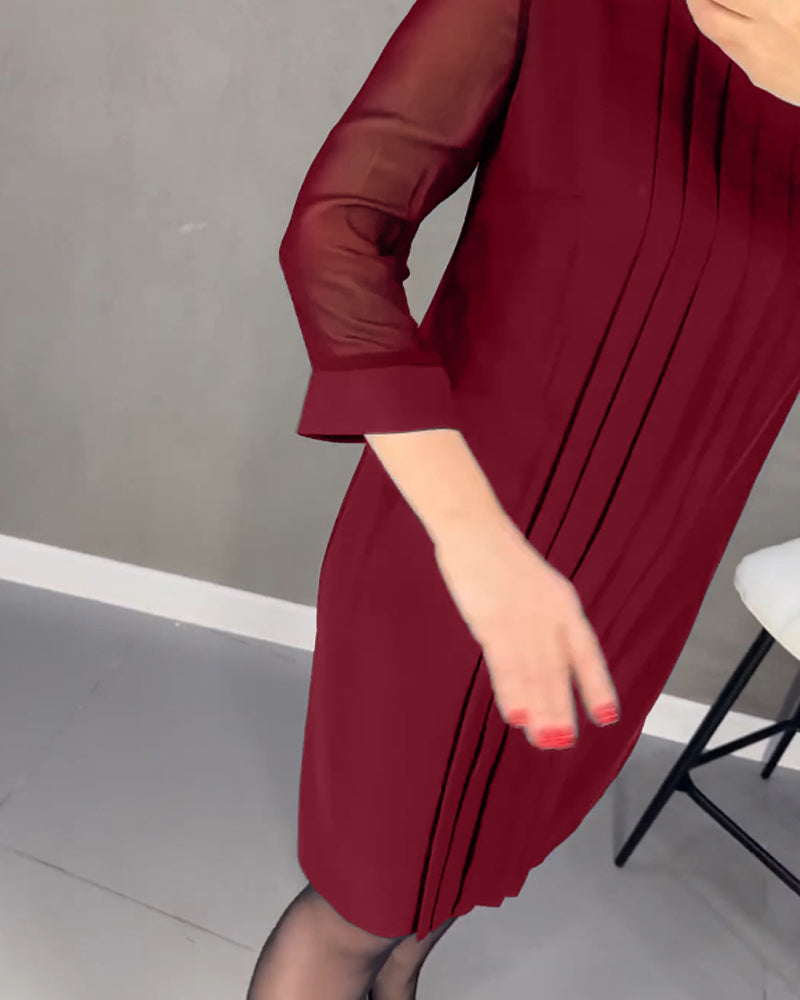 Elegant höstskiftklänning med mesh-detaljer – Gabrielle
