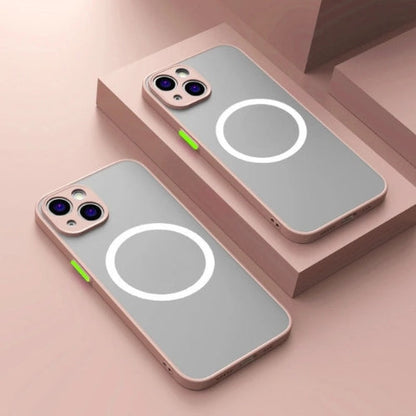 Matt magnetiskt mobilskal med MagSafe och fallskydd – 1+1 GRATIS