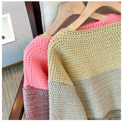 Dam Oversized stickad tröja med patchwork-design – Melina