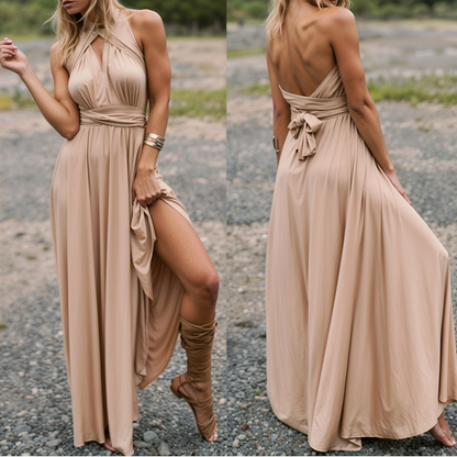 Elegant omlottmaxiklänning med feminin passform – Celine