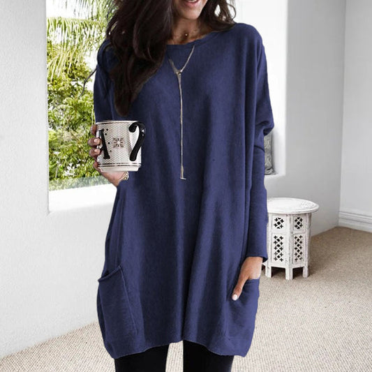 Oversized damtröja i höst med fickor – Yara