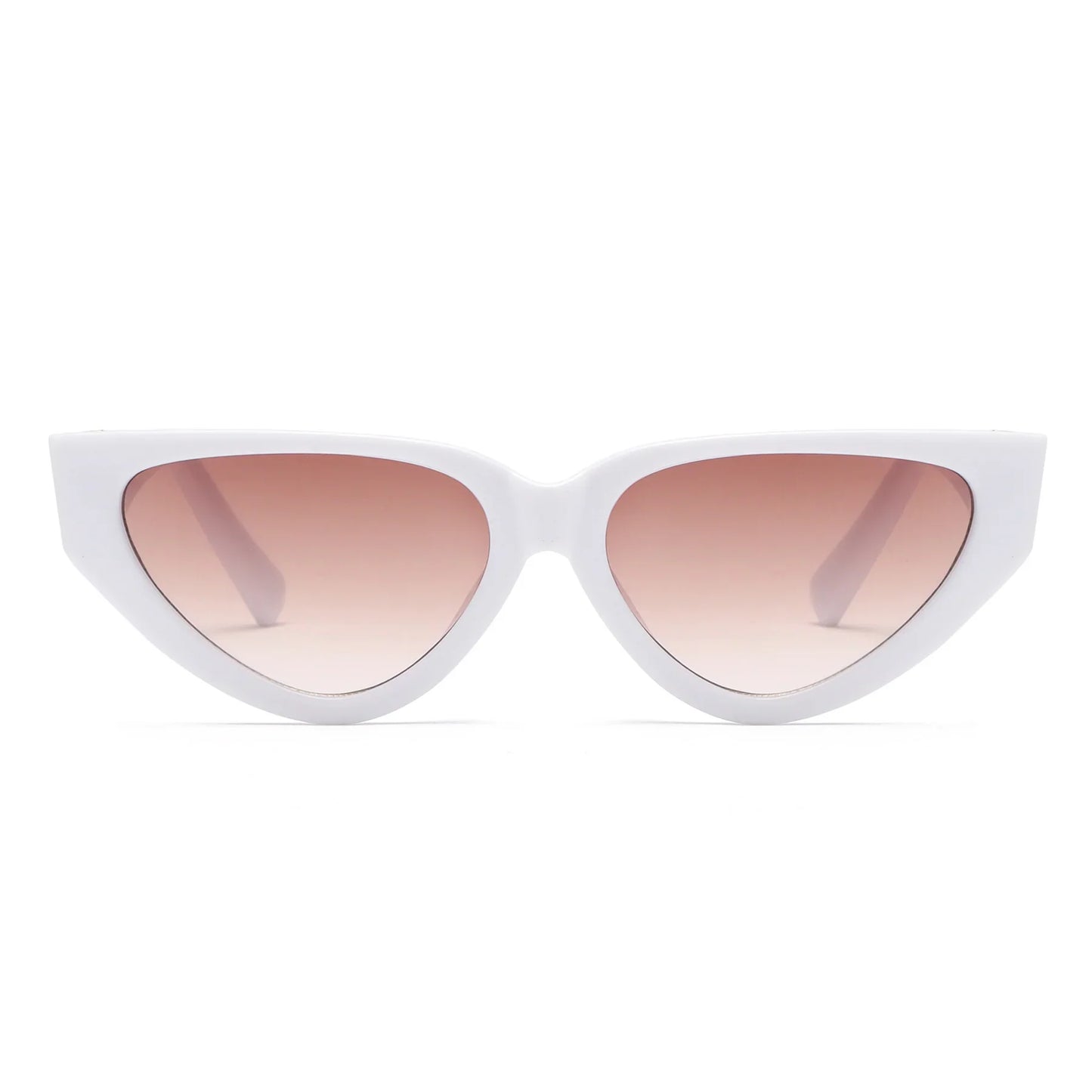 Weiße Cat-Eye-Sonnenbrille mit rosa Gläsern, modisches Accessoire, UV-Schutz.