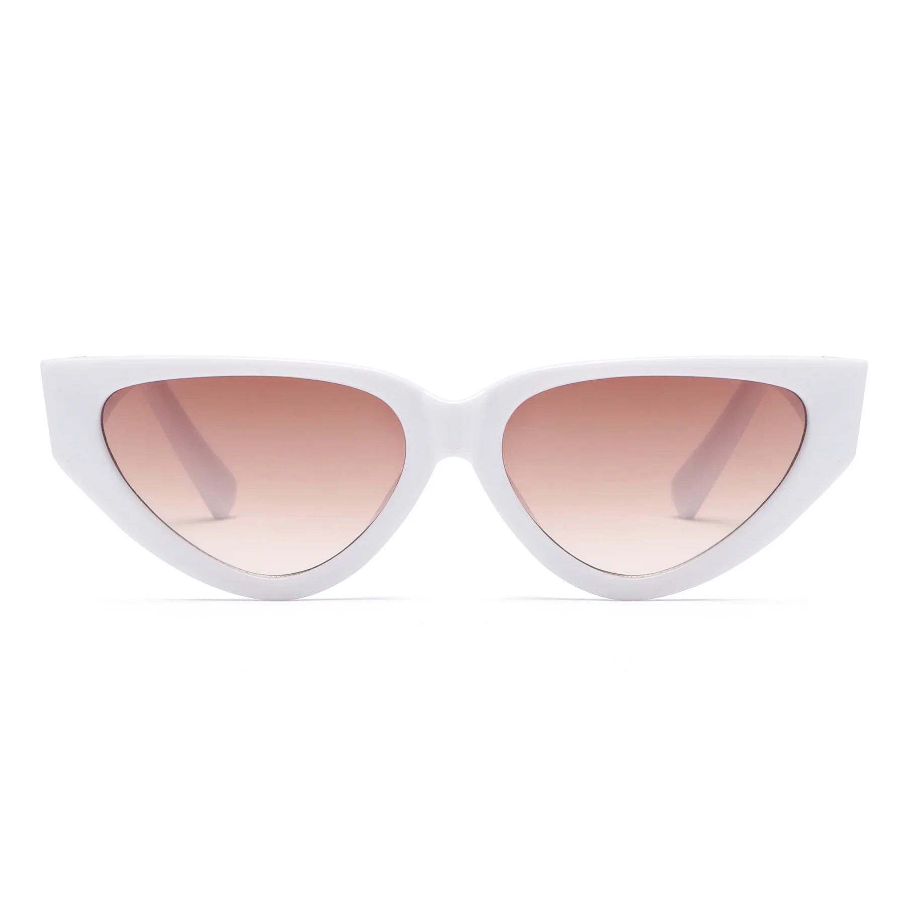 Weiße Cat-Eye-Sonnenbrille mit rosa Gläsern, modisches Accessoire, UV-Schutz.