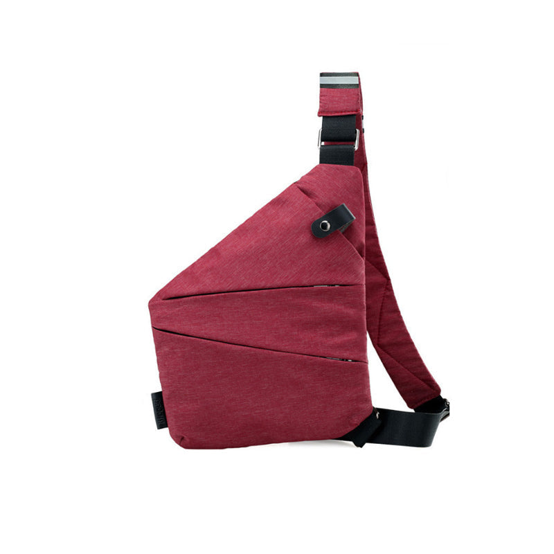 Rote Umhängetasche aus Stoff, modern, verstellbarer Gurt, ideal für Reisen und Alltag.
