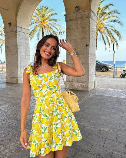 Sommarklänning med citronprint – Lianne