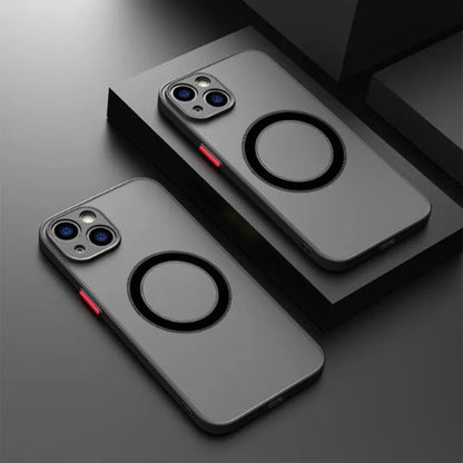 Matt magnetiskt mobilskal med MagSafe och fallskydd – 1+1 GRATIS