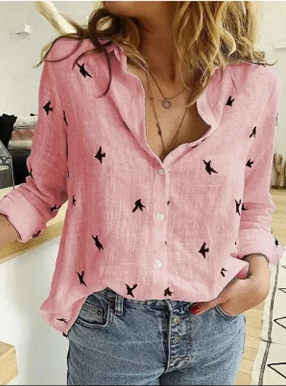 Höstlig vintageblus i linneblandning – Clara