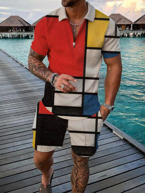 Tvådelat herrsommaroutfit med polo och shorts – Damon