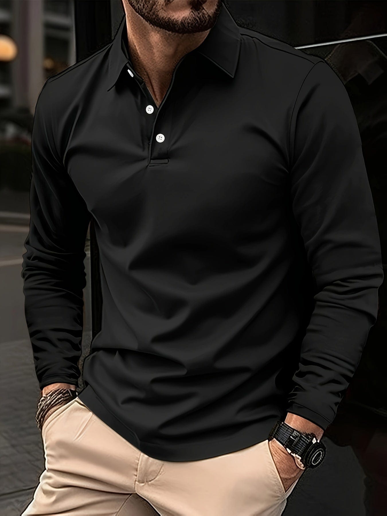 Herrpolo med långa ärmar - Matthias