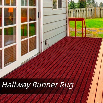 Roter Läuferteppich für Flur, rutschfest, wetterfest, Outdoor-Teppich für Terrasse.