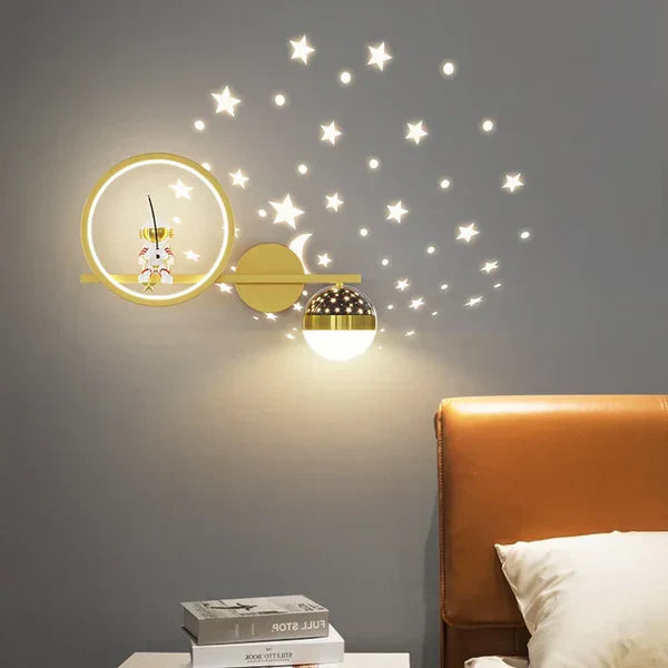 Wandleuchte Kinderzimmer, LED, Sternenhimmel, gelb, modernes Design, Wanddekoration, Nachtlicht