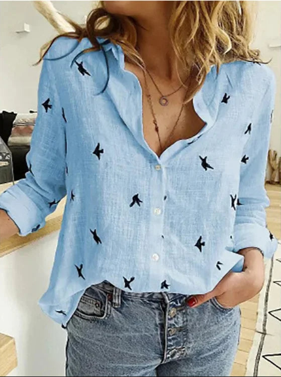 Höstlig vintageblus i linneblandning – Clara