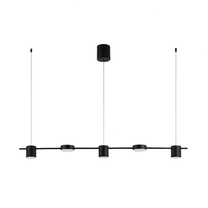 Moderne schwarze LED-Pendelleuchte, minimalistisch, 4-flammig, für Esszimmer oder Büro.