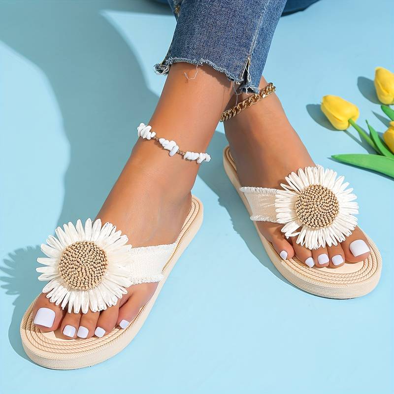 Boho slip-on-sandaler med blommönster – Marivi