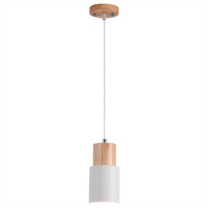 Moderne Hängelampe Holz Weiß, skandinavisches Design, Deckenleuchte für Wohnzimmer.