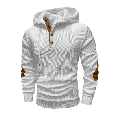 Herr Outdoor-hoodie med komfortstretch och knappslå – Mads