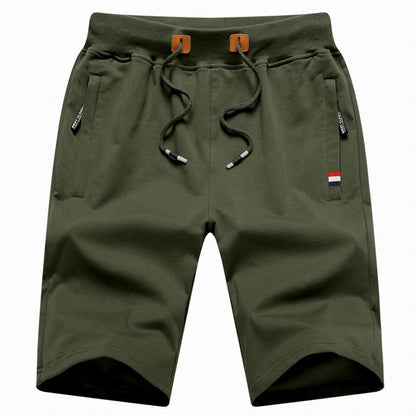 Grüne Herren-Shorts mit Kordelzug, Baumwolle, sportlich, bequem, Sommermode.