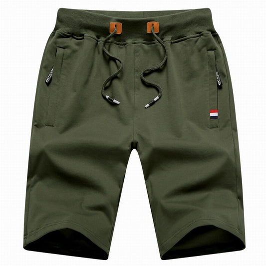 Grüne Herren-Shorts mit Kordelzug, Baumwolle, sportlich, bequem, Sommermode.