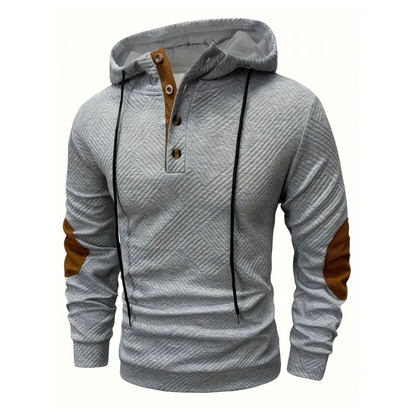 Herr Outdoor-hoodie med komfortstretch och knappslå – Mads