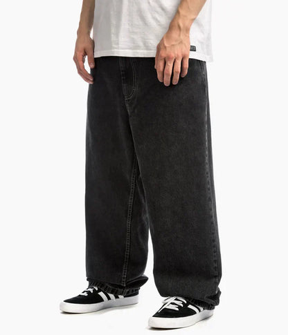 Schwarze Baggy-Jeans für Herren, weiter Schnitt, lässiger Stil, Baumwolle, Streetwear.