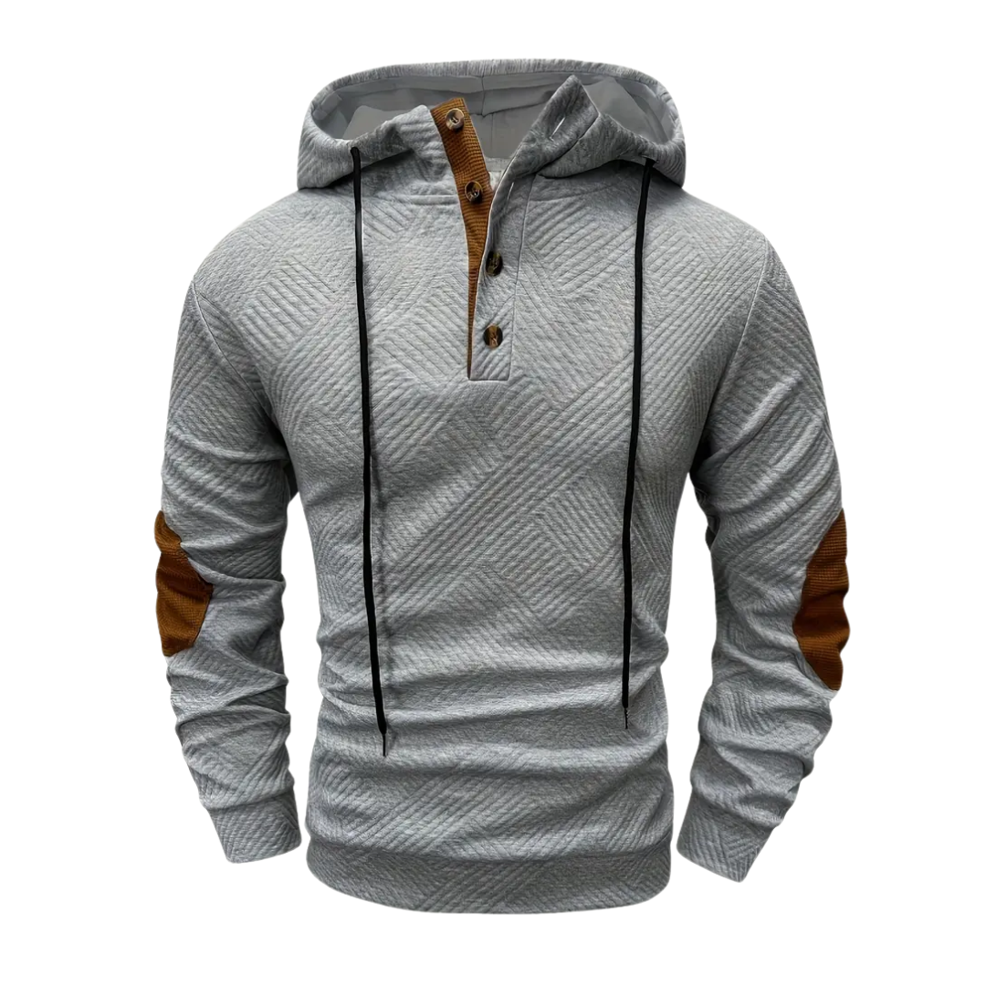 Herr Outdoor-hoodie med komfortstretch och knappslå – Mads