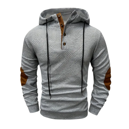 Herr Outdoor-hoodie med komfortstretch och knappslå – Mads