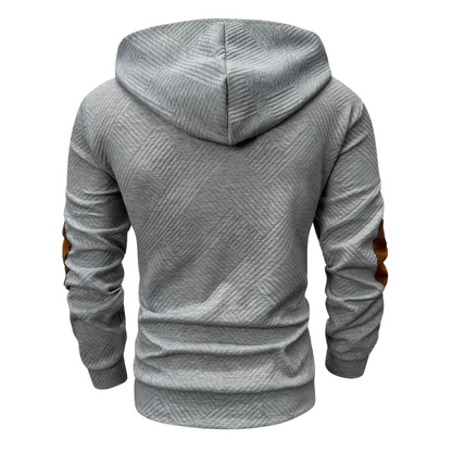 Herr Outdoor-hoodie med komfortstretch och knappslå – Mads
