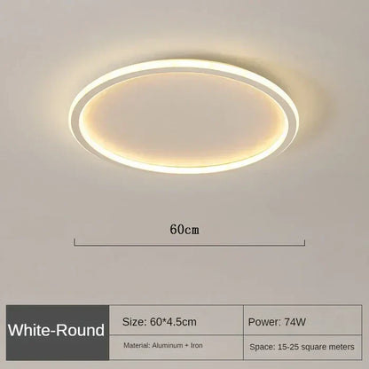 Runde LED-Deckenleuchte, weiß, 60cm, 74W, Aluminium, Eisen, für 15-25m² Räume.