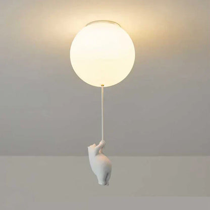 Weiße Deckenleuchte mit Bärendesign, modernes LED-Licht, minimalistische Wohnkultur.