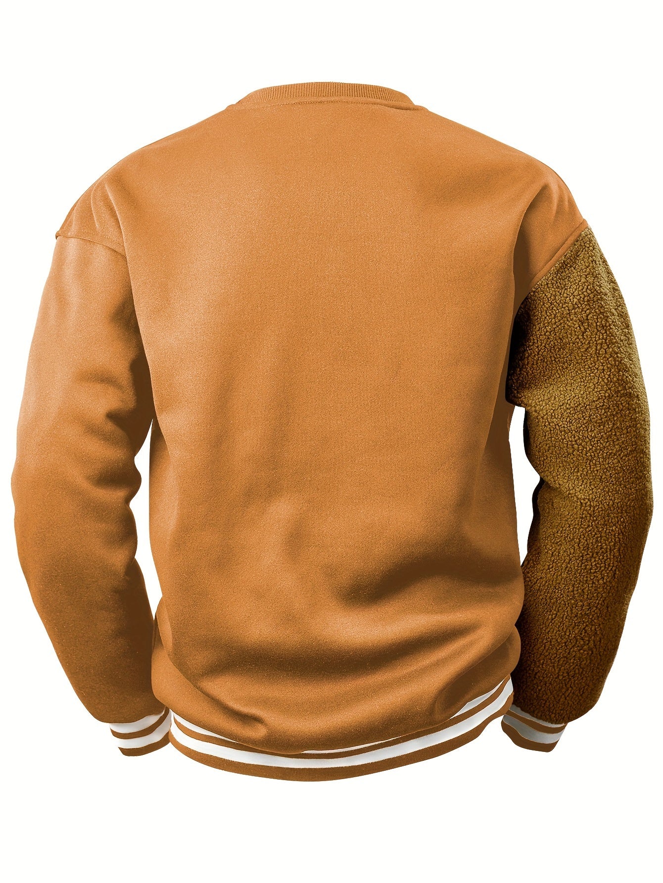 Braune Herrenjacke mit Plüschärmel, sportlich, modisch, bequem, Herbstmode.