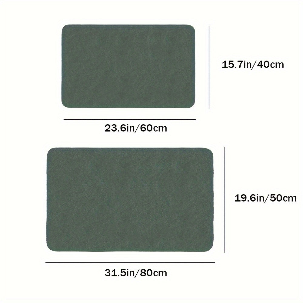 Zwei grüne rechteckige Teppiche, rutschfest, 60x40cm und 80x50cm, für Wohnzimmer.