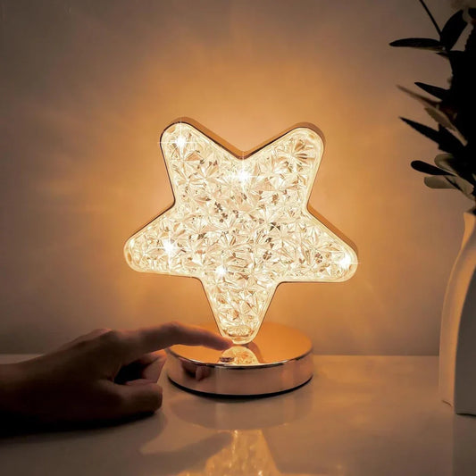 Sternförmige LED-Lampe, warmweiß, dekorativ, Tischleuchte, modernes Design, Wohnzimmerbeleuchtung.