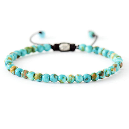 Türkisfarbenes Perlenarmband, verstellbar, handgefertigt, Schmuck für Damen und Herren.