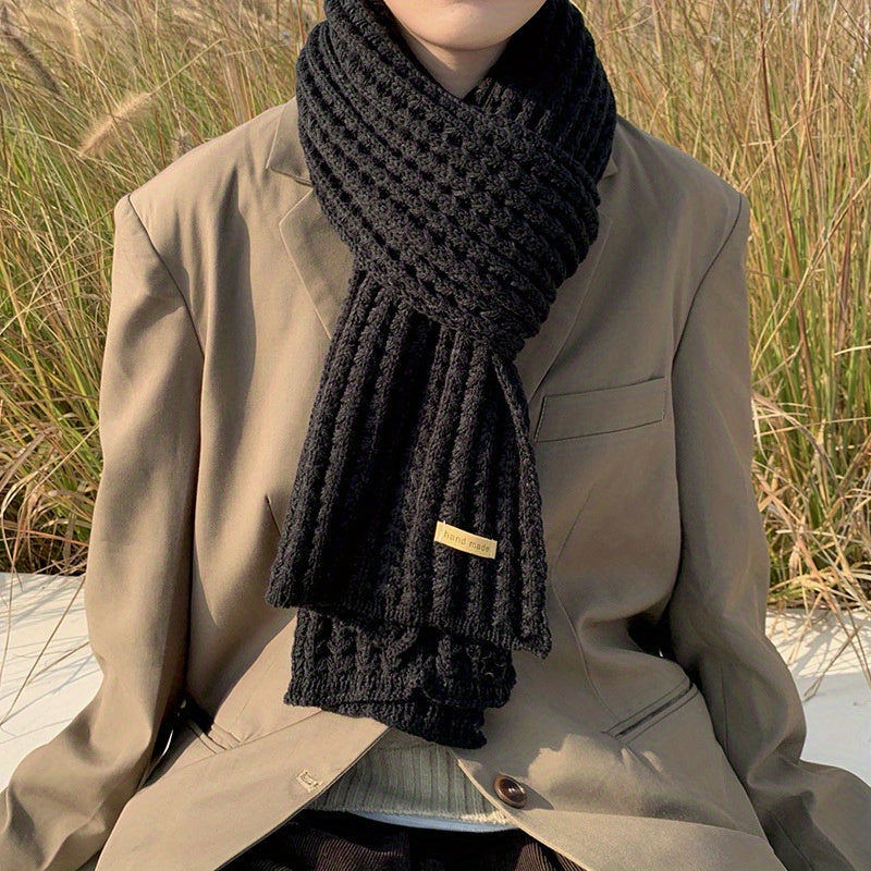 Unisex stickad halsduk med geometriskt mönster – Matteo