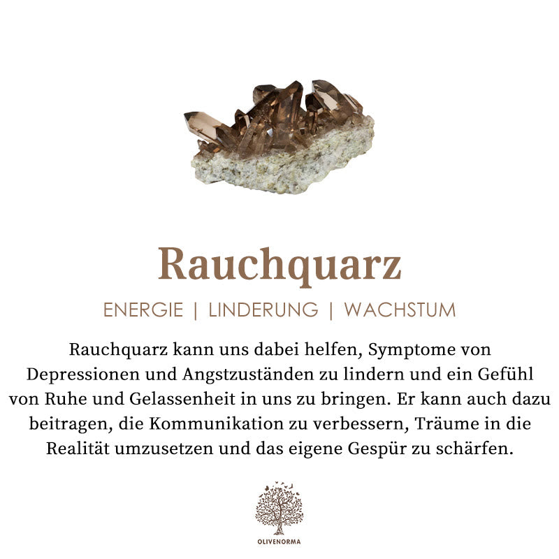 Rauchquarz Kristall auf weißem Hintergrund, Energie, Linderung, Wachstum, Heilstein.