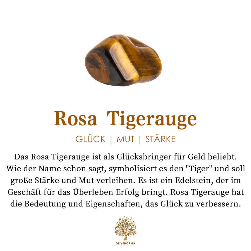 Rosa Tigerauge Edelstein, Glücksbringer, Mut, Stärke, Geld, Erfolg, Schmuck, Heilstein.