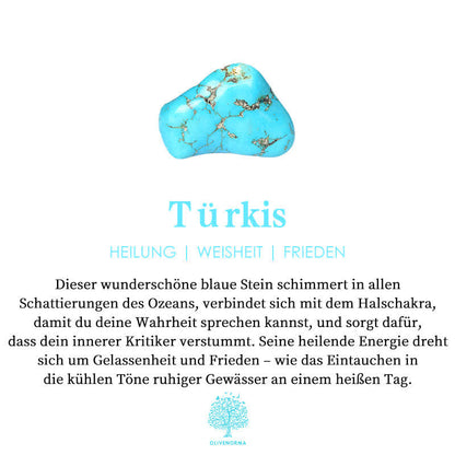 Türkis Edelstein, blau, Heilung, Weisheit, Frieden, spirituelle Bedeutung, Halschakra, Entspannung.