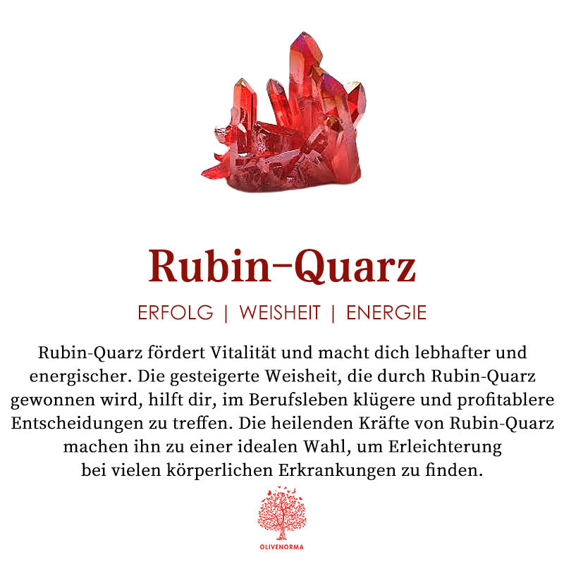 Roter Rubin-Quarz Kristall, energetisch, Erfolg, Weisheit, Heilstein, dekorativ, spirituell.