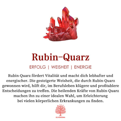 Roter Rubin-Quarz Kristall, energetisch, Erfolg, Weisheit, Heilstein, dekorativ, spirituell.
