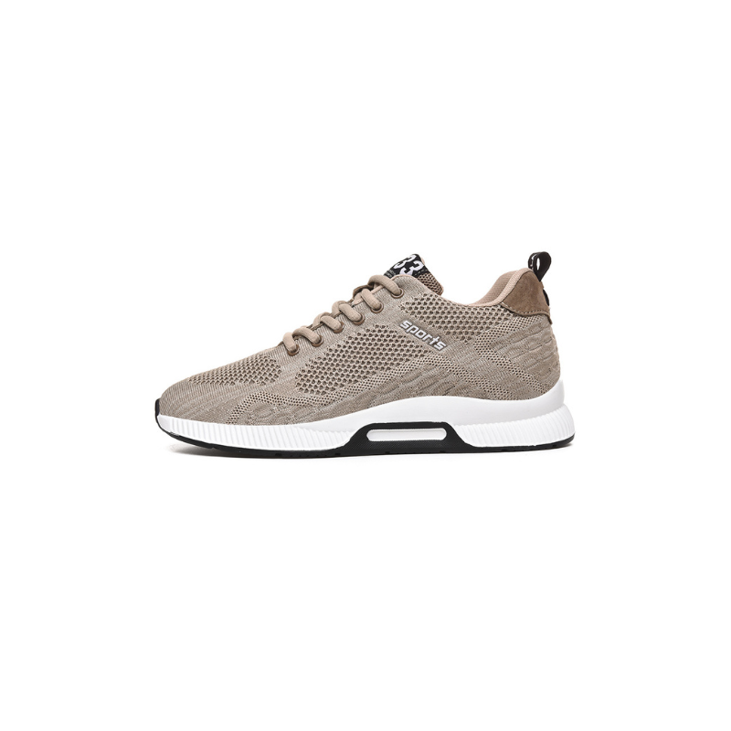 Beiger Sportschuh aus Mesh, Herren Sneaker, atmungsaktiv, rutschfeste Sohle, modisch.
