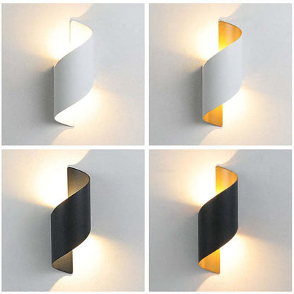 Moderne LED-Wandleuchte, schwarz und weiß, spiralförmig, Innenbeleuchtung, energiesparend.