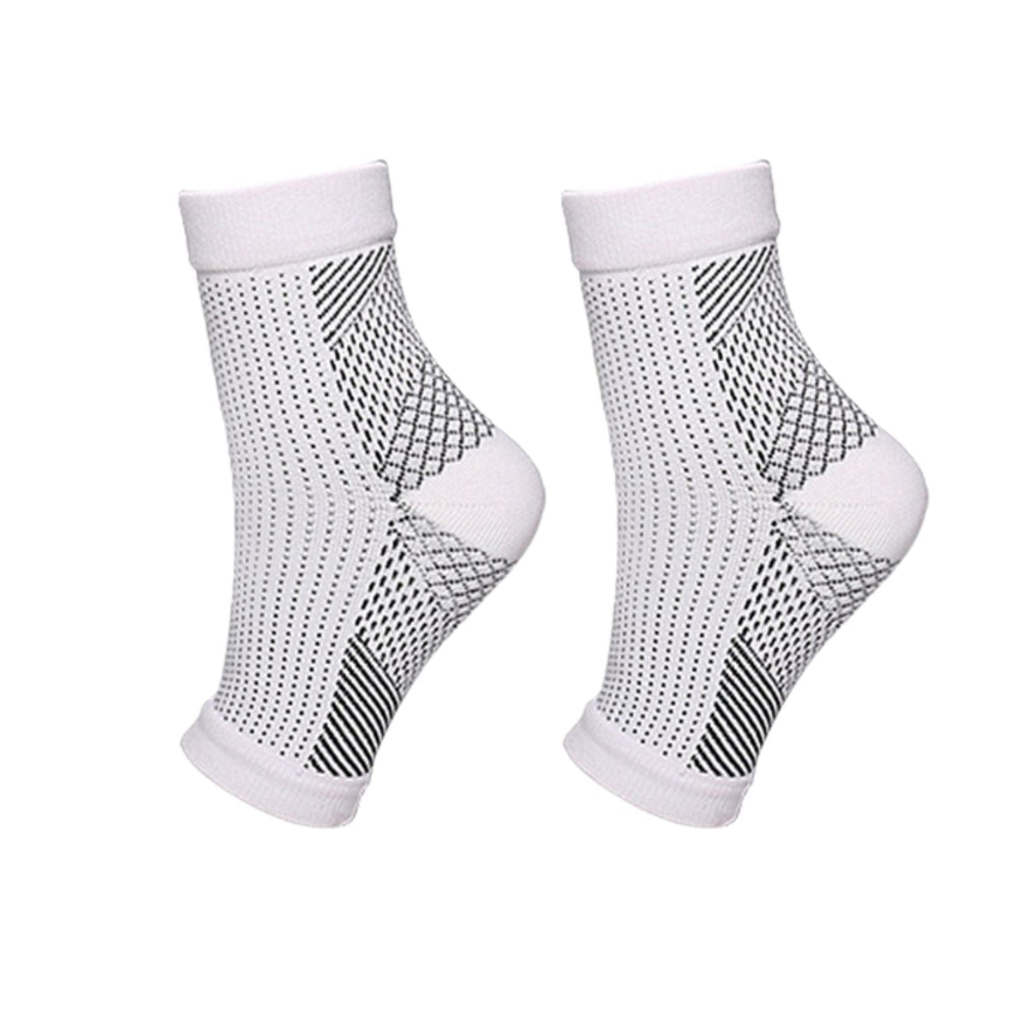 Weiße Kompressionssocken für Knöchel, atmungsaktiv, elastisch, Sport, Unisex.