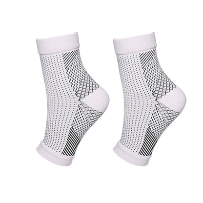 Weiße Kompressionssocken für Knöchel, atmungsaktiv, elastisch, Sport, Unisex.