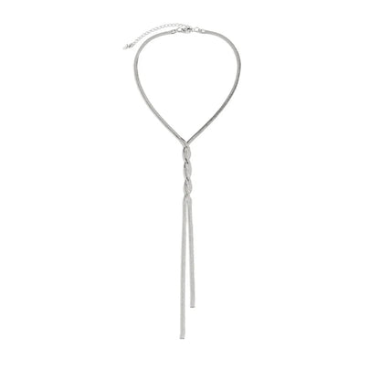 Silberne Halskette mit Knoten, elegantes Design, verstellbar, Damen-Schmuck, modisch.